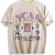 ZestLoop 1993 Final Four Basketball College Basketball Vintage Washed T-Shirt in Beige