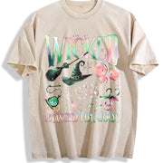 Wizard Movie Fan Wicked Changed For Good vintage washed oversized T-shirt in Beige