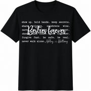 Custom with Besties’ Names Cotton T-Shirt in Black