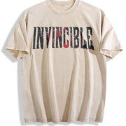 Invincible Superhero Sleeveless Tank Vintage Washed T-Shirt in Beige