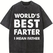 Cottonfather's Day Retro Dad World's Best Farter I Mean Vintage Washed T-Shirt in Black