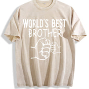 World's Best Brother Vintage Washed T-Shirt in Beige