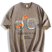 I Just Gotta Be Me Goldfish Vintage Washed T-Shirt in Brown
