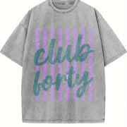 Club Forty Retro Birthday Milestone Personalized Vintage Washed T-Shirt in Gray