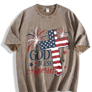 Short-sleeve for Spring Vintage Washed T-Shirt in Brown