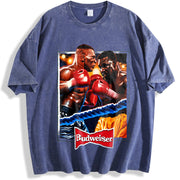 Mike VS Evander Ad Retro Custom vintage washed oversized T-shirt in Blue