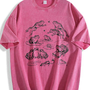 Frogs 90s Tattoo Retro ® Y2k Frog Vintage Washed T-Shirt in Red