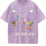 Baseball Goose I Live Here Now Vintage Washed T-Shirt in Purple