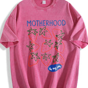 Motherhood Is My Jam Strawberry Pun Mom Life Vintage Washed T-Shirt in Red