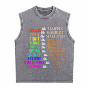 Dream Like Martin Lead Like Harriet the Black History Vintage Washed Tank Top in Gray