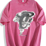 Abstract Pure Vintage Washed T-Shirt in Red
