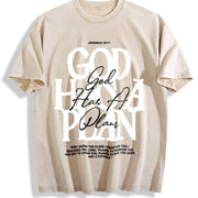 Christian God Has a Plan (Jeremiah 29:11) Front & Back Vintage Washed T-Shirt in Beige