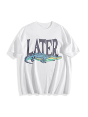 Later Gator 90s Retro Cotton T-Shirt in White