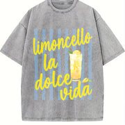 Limoncello La Dolce Vida Amalfi Coast Italy Vintage Washed T-Shirt in Gray