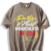 Hail Immaculata Vintage Washed T-Shirt in Brown
