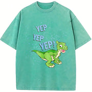 Yep Yep Yep Ducky Dinosaur vintage washed oversized T-shirt in Blue