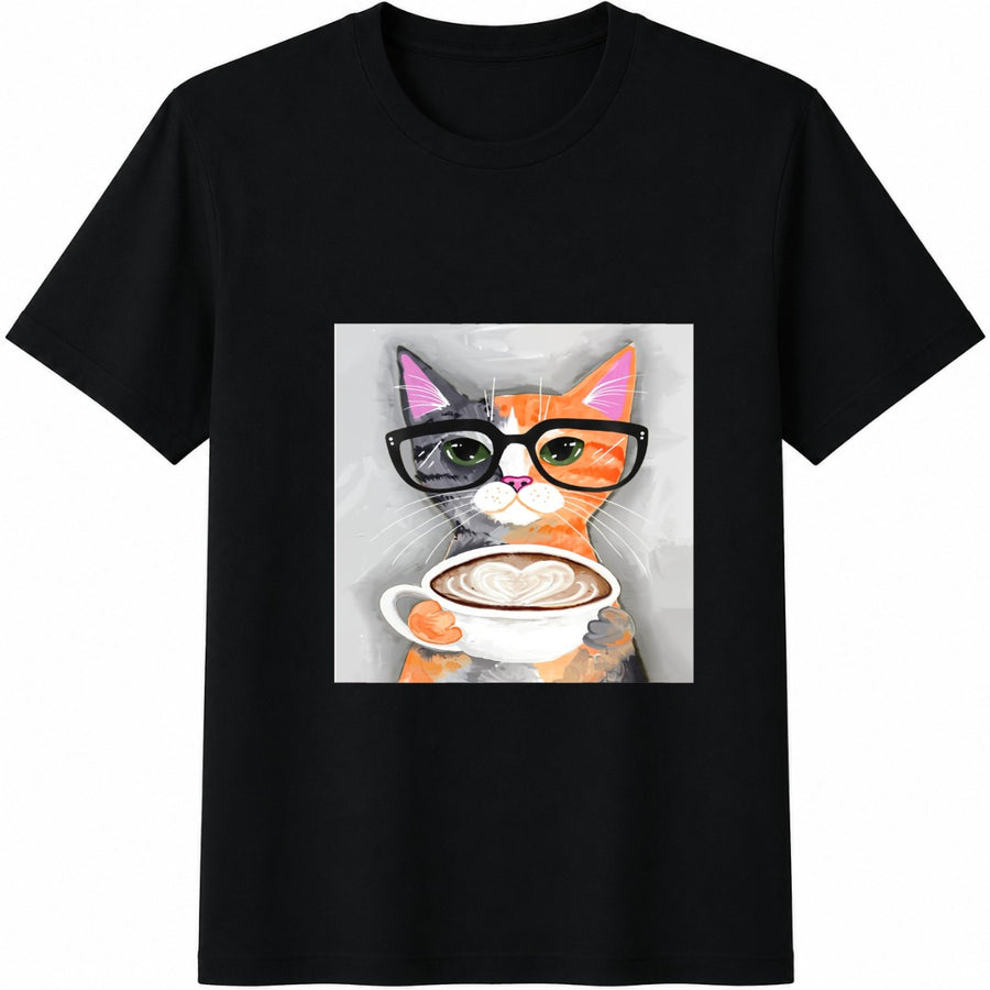 Cat Love Black White Cats Cotton T-Shirt in Black