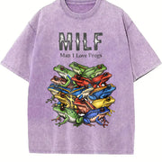 Retro Milf 90s Frogs Vintage Washed T-Shirt in Purple