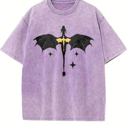Fourth Wing Basgiath War College Violet Sorrengail vintage washed oversized T-shirt in Purple