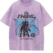 Y2k the Thing Sci-fi Movie Vintage Washed T-Shirt in Purple