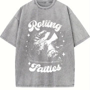 Retro Rolling Fatties 90s Vintage Washed T-Shirt in Gray