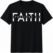 Faith Ephesians 2:8 Cotton T-Shirt in Black