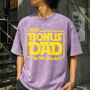 Best Bonus Dad in the Galaxy Vintage Washed T-Shirt in Purple