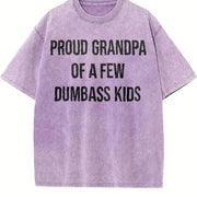 Proud Grandpa of a Few Dumbass Kids Sarcastic Family Vintage Washed T-Shirt in Purple