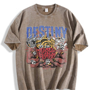 Destiny Club Casino Dice White Vintage Washed T-Shirt in Brown