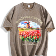 Lisse Netherlands Gardens of Netherlands Vintage Washed T-Shirt in Brown
