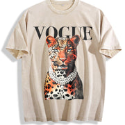 Leopard Vintage Washed T-Shirt in Beige
