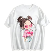 Premium Colorful Cartoon Cotton T-Shirt in White