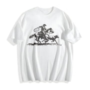 Cowboy Roping Western Retro Western Country Western Rodeo Cotton T-Shirt in White