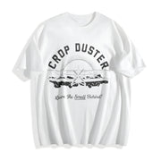 Crop Duster Leave the Smell Behind Cotton T-Shirt in White