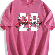 Custom Baseball Number Baseball Fan Sports Mom vintage washed oversized T-shirt in Red