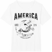 By Sarah Patriotic Home of Free Because of Brave 4th July Cotton T-Shirt in White