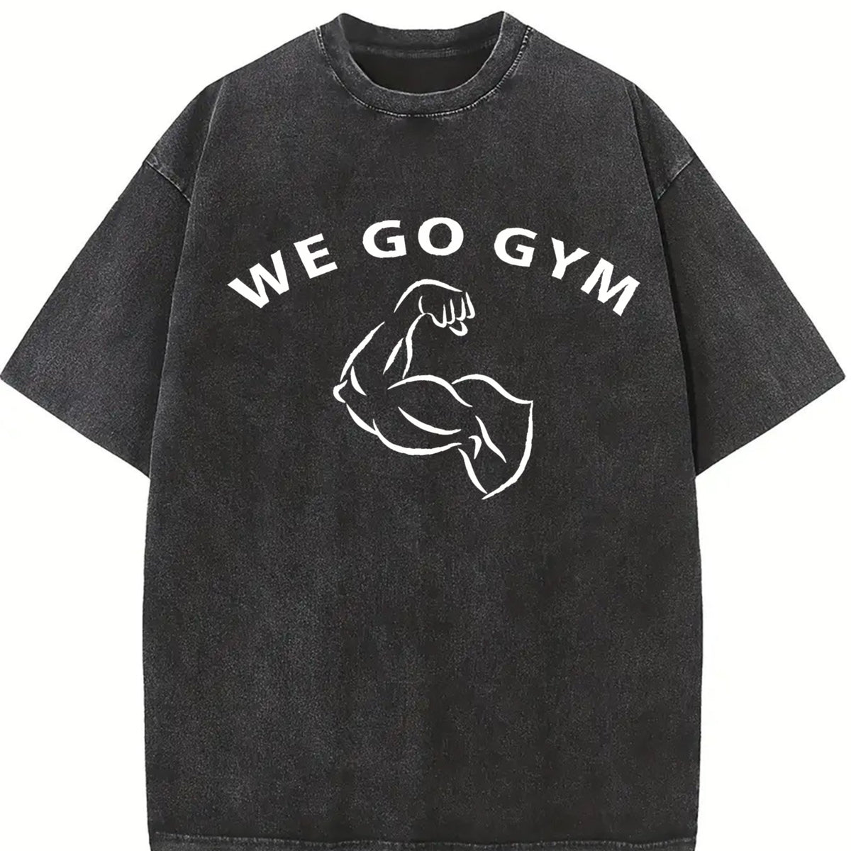 We Go Gym Vintage Washed T-Shirt in Black