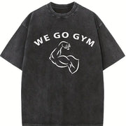 We Go Gym Vintage Washed T-Shirt in Black