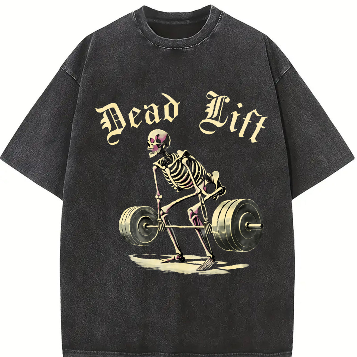 This Is a Skull Perfect for Workouts. It's Made Vintage Washed T-Shirt in Black