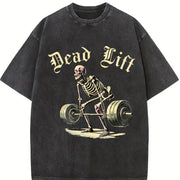 This Is a Skull Perfect for Workouts. It's Made Vintage Washed T-Shirt in Black
