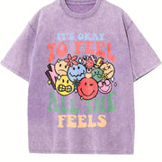 It's Okay to Feel All the Feels Vintage Washed T-Shirt in Purple