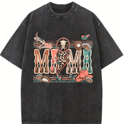 Western Mama Howdy Cowhide Vintage Washed T-Shirt in Black