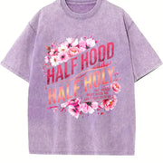 Half Hood Half Holy Vintage Washed T-Shirt in Purple