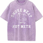 Smoke Meat Not Meth Vintage Washed T-Shirt in Purple