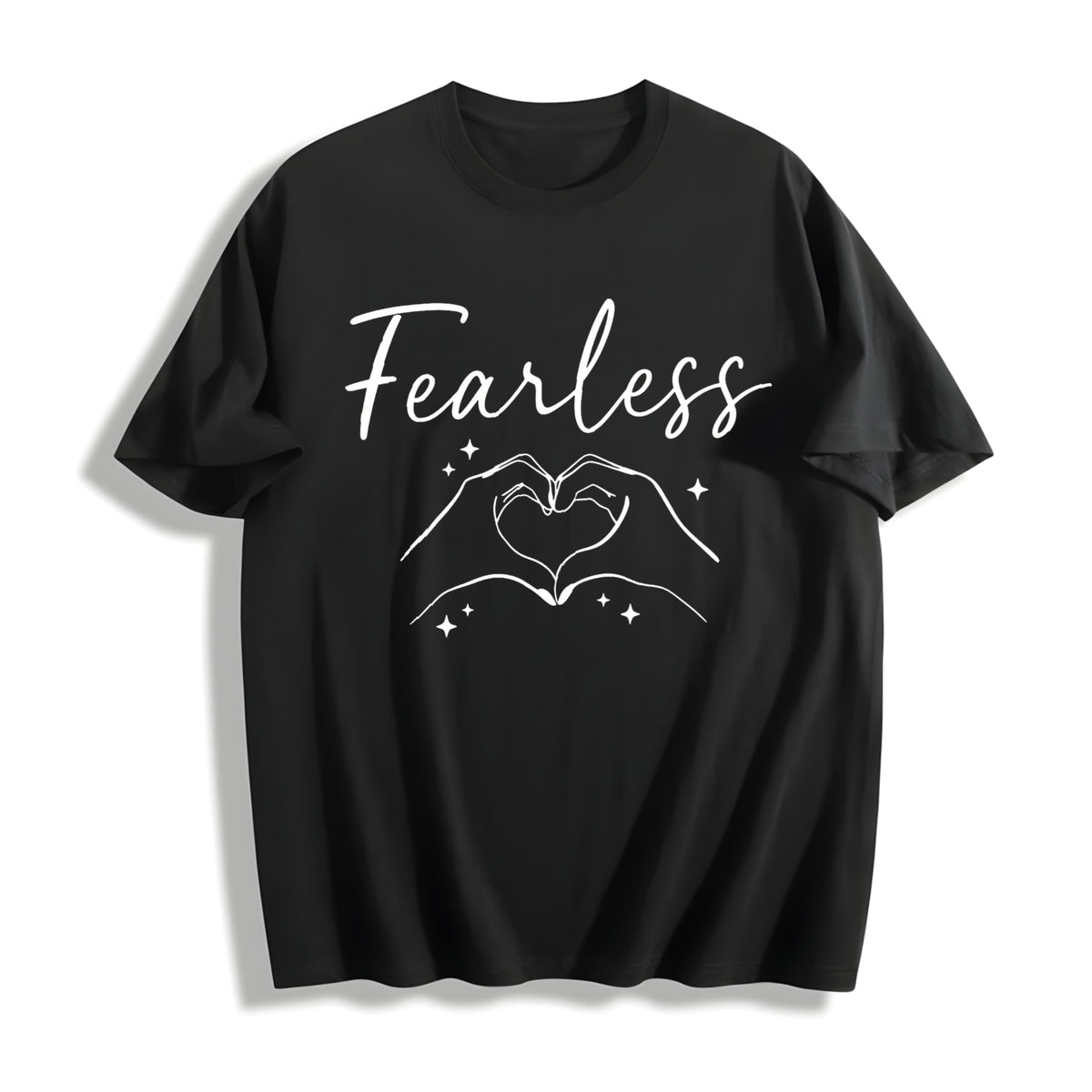 Fearless Hands Sign Cotton T-Shirt in Black