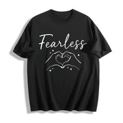 Fearless Hands Sign Cotton T-Shirt in Black