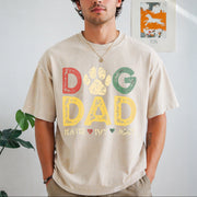 Dog Dad Personalized Pet Vintage Washed T-Shirt in Beige