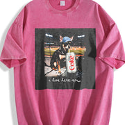 Cat at a Baseball Game I Live Here Now Vintage Washed T-Shirt in Red