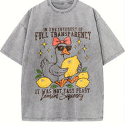 In the Interest of Full Transparency It Was Not Easy Peasy Vintage Washed T-Shirt in Gray