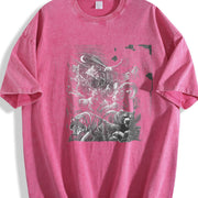 Wildlife Animals 90s Vintage Washed T-Shirt in Red